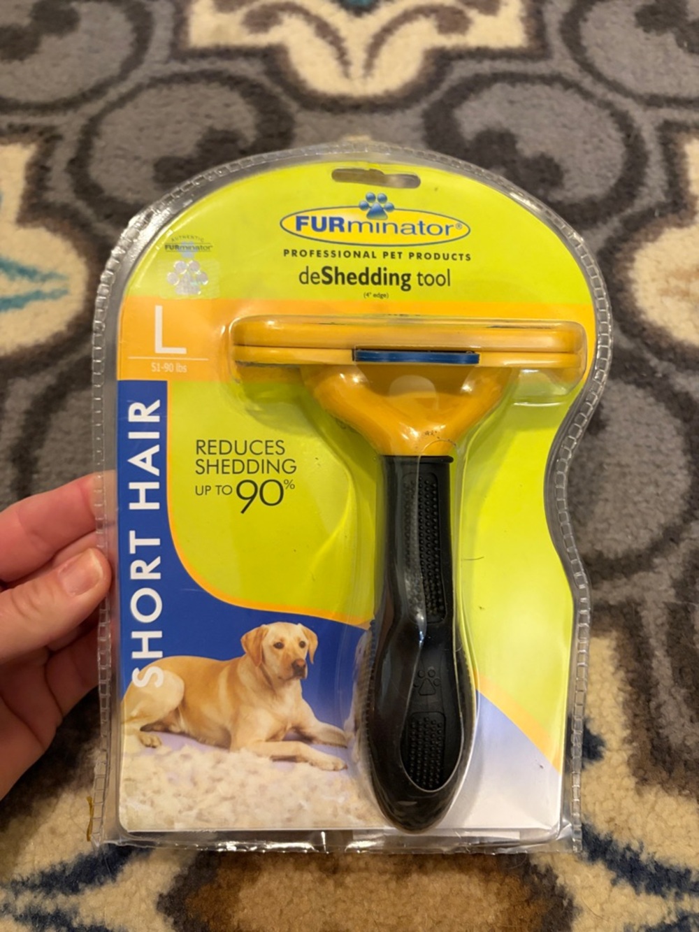 FURminator Short Hair deShedding Tool - Yellow and Black for Dogs